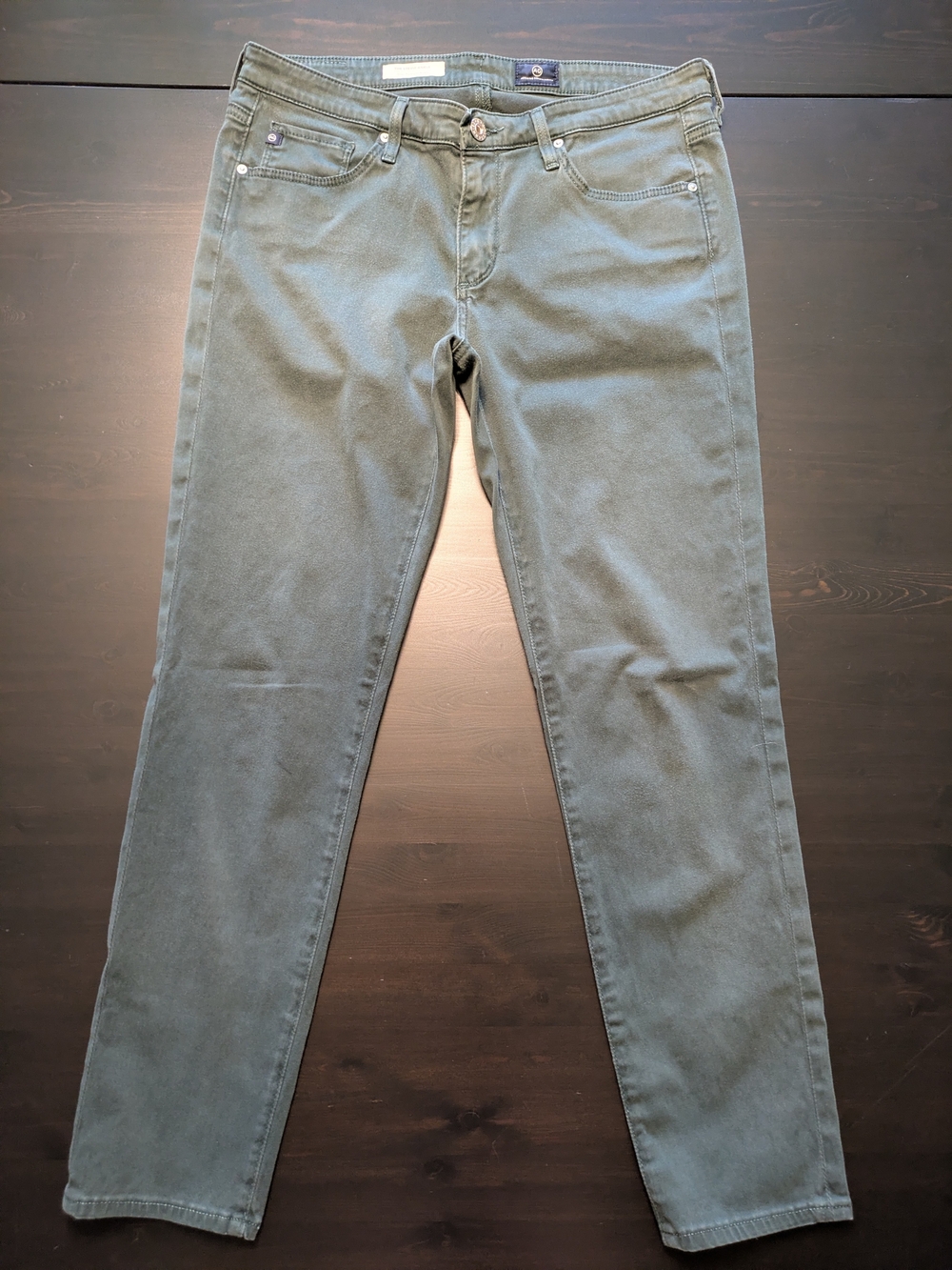 AG Anthropologie Green Stevie Slim Straight Ankle Jeans Sz 29 - Picture 3 of 8